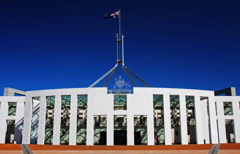 The front of Parliament House in Canberra
