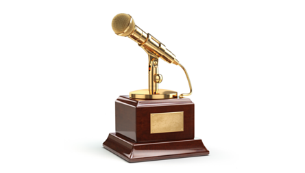 Golden microphone trophy