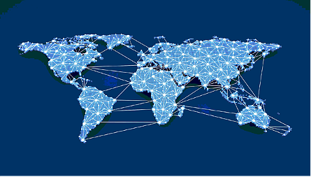 Map of the world connected by the internet