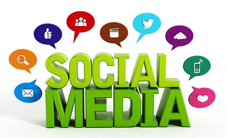 Social media icons above the words ‘social media’