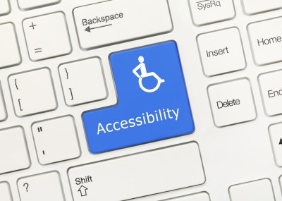 Accessibility symbol and wording on a keyboard button