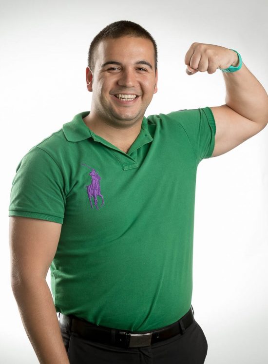 Jack Tyrrell flexes a bisep